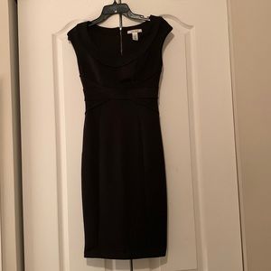 Black Knee-Length Bodycon Dress with Detail at Waist